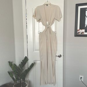 SHEIN open back ivory tie front maxi dress